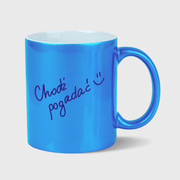 Kubek Chodź pogadać perłowy niebieski (330ml)