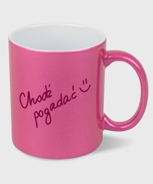 Kubek Chodź pogadać perłowy fuksja (330ml)