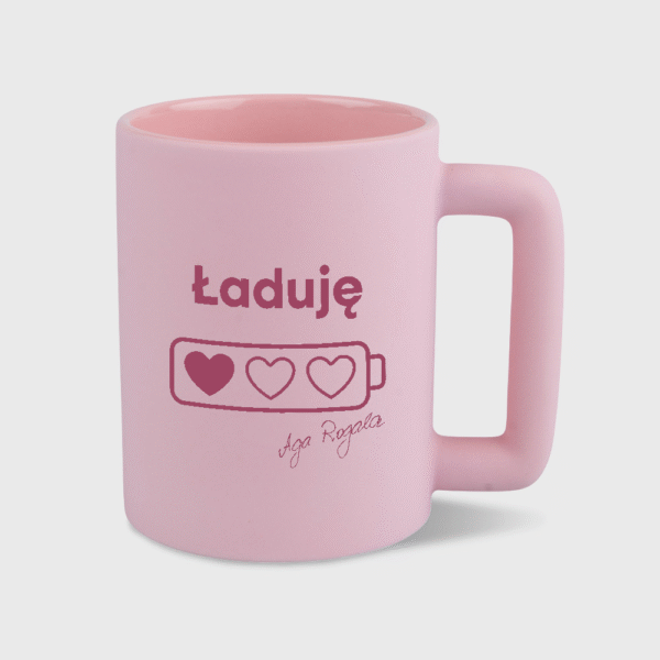 Kubek Ładuję baterie różowy (400ml)