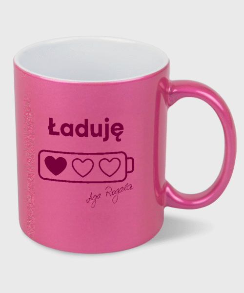 Kubek Ładuję baterie perłowy fuksja (330 ml)