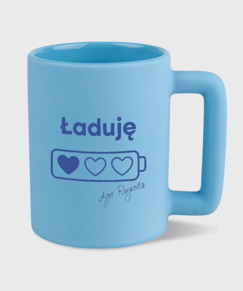 Kubek Ładuję baterie niebieski (400ml)