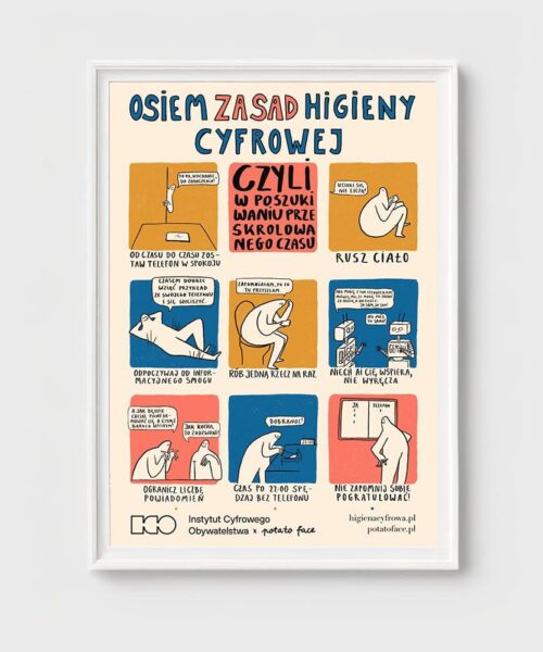Plakat “Osiem zasad higieny cyfrowej” B2(476 x 676 mm) - Plakat wysyłany bez ramy