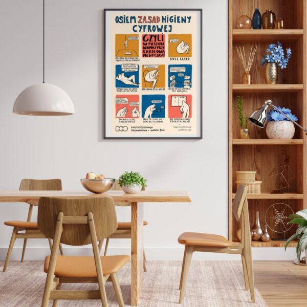 Plakat “Osiem zasad higieny cyfrowej” B2(476 x 676 mm) - Plakat wysyłany bez ramy