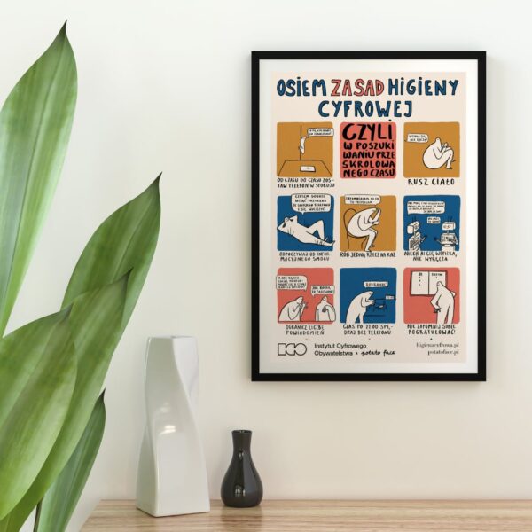 Plakat “Osiem zasad higieny cyfrowej” B2(476 x 676 mm) - Plakat wysyłany bez ramy