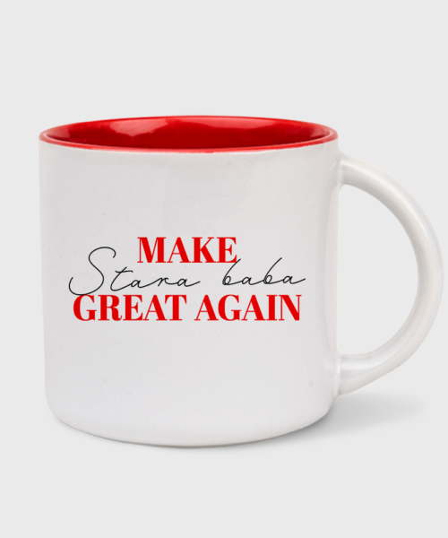 Kubek MAKE Stara Baba GREAT AGAIN 2 (biało-czerwony 400 ml)
