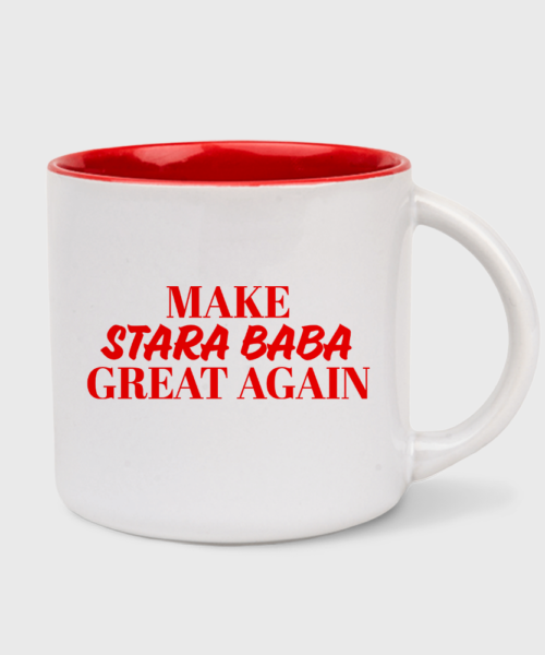 Kubek MAKE Stara Baba GREAT AGAIN (biało-czerwony 400 ml)
