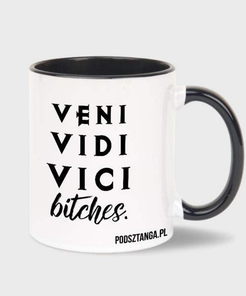 Kubek Veni Vidi Vici  (biało-czarny 330 ml)